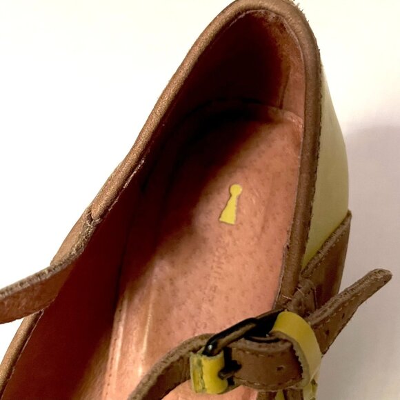 Anthro Schuler & Sons Chartreuse Retro Nouvelle Heels With Woven Front Detail & - Picture 5 of 9